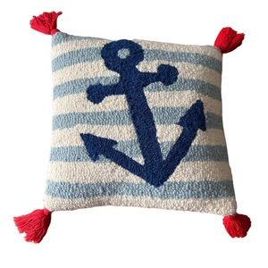 Simply Southern needlepoint anchor pillow with tassels – NWT